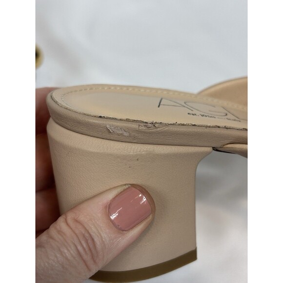 AGL Attilio Giusti Leombruni Strappy Sandals Beige Leather Gold Studs Size 40 - Picture 11 of 12